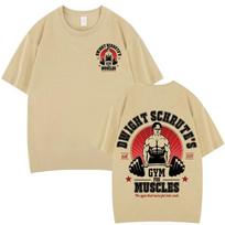 Dwight Schrute Gym for Muscles Double-sided T Shirt Tv Series The Office Michael Scott Hip-hop L