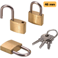 Pakabinamos spynos 46 mm, 3 vnt. komplektas, visos su vienodu raktu, spynos su lanku, pakabinami užraktai