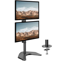 Dvigubas monitorių stovas dviem 34" ekranams, vertikalus stovas dviem monitoriams, stalas monitoriams 2 vnt
