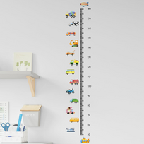 Vaikų ūgio matuoklė ant sienos 180 cm, automobilio motyvo sienų lipdukas, ūgio matavimo liniuotė ant sienos