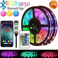 RGB LED juosta 10 m su USB ir „Bluetooth“ valdymu, LED šviesos juosta, RGB apšvietimo juostelė