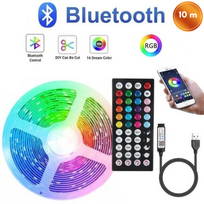 LED RGB juostelė 10 m su Bluetooth valdymu ir pulteliu, LED šviesos juosta, RGB apšvietimo juosta