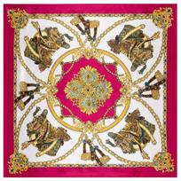 90*90cm Luxury Brand Women Silk Scarfs Royal Style Square Scarves Horseshoe  and Chain Printing Shawls For Ladies 90x90cm