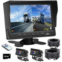 Galinės kameros monitoriaus rinkinys, 7 colių IPS LCD monitorius, Rinkinyje 2 AHD kameros, Gairių rodymas/slėpimas, 7 inch