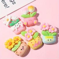 Animaciniai augalai vazonuose Gėlės DIY Kremo klijų pleistras Rankų darbo Plaukų segtukas Papuošalai Krepšys 10pcs įvairiaspalvis