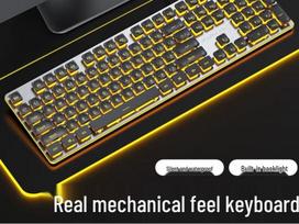 EWEADN Silent Gaming Keyboard Mouse Headset Combo