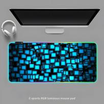 Happy Cartoon Geometry Dash Mouse Pad RGB Gaming Mouse Pad Desk Mat HD Gamer Large LED Light XXL MousePads RGB600x300x3mm blue