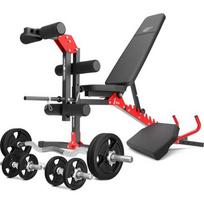 Rinkinys MH1_68KG_KIER | reguliuojamas suolas + kojų spaudimo įtaisas + bicepsų atrama + 42 kg rankenų ir svorių komplektas - Ma