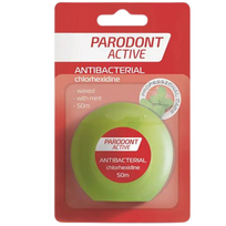 Tarpdančių siūlas su chlorheksidinu PARODONT ACTIVE, 50 m (Dabar -30%)