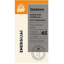 Ženšenio mikrogranulės kapsulėse ŠVF ENERGIJAI, 45 vnt. (Dabar -35%)