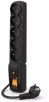 Maitinimo juosta Acar F5 PRO su apsauga nuo viršįtampių, 5 lizdai, 1,5 m laidas, 10 A, 2300 W, juoda