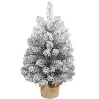 HOMCOM Mini Kalėdinė eglutė 60 cm, dirbtinė su sniegu, 72 šakelės, 72 pušies kankorėžiai, cementinis pagrindas