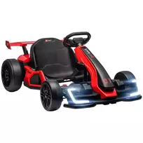 HOMCOM vaikų elektrinis kartingas 24 V 6-12km/h drift kartingas su drift režimu, lėtu startu, 3 padėčių reguliuojama sėdyne, kartingas su ekranu, muzika, saugos diržu, vaikiška transporto priemonė 6-12 metų vaikams, raudona