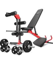 Rinkinys MH1_68KG_KIER | reguliuojamas suolas + kojų spaudimo įtaisas + bicepsų atrama + 42 kg rankenų ir svorių komplektas - Ma