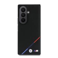 BMW M PU Perforated Tricolor Stripe Magnetic dėklas Samsung Galaxy Z Fold 8 Ultra juodos spalvos