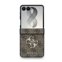Guess PU 4G Metal Logo dėklas Samsung Galaxy Z Flip 8 rudos spalvos
