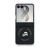Karl Lagerfeld PU Karl and Choupette Heads Magnetic dėklas Samsung Galaxy Z Flip 8 juodos spalvos