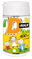VITABALANS D-max Kids 400 SV (10 ug) kramtomosios tabletės, 90 vnt.