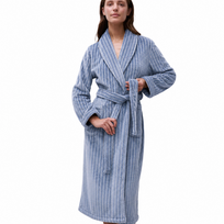 FEMILET Teddy moteriškas chalatas Blue Stripe