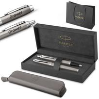 Parker IM Steel CT plunksnakotis ir tušinukas su graviravimu / dėklas ir maišelis Dovanų rinkinys