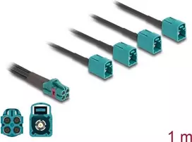 DeLOCK 90140 koaksialinis kabelis 1 m Mini FAKRA Z 4 x FAKRA Z Aqua Black