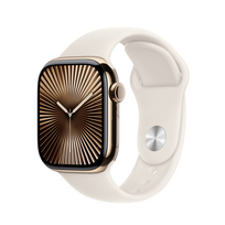 Apple Watch Series 10 4G 42mm Gold Titanium Case with Beige Sport Band S/M