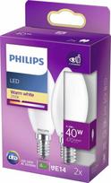 „Philips“ LED žvakinė lemputė E14, 2 vnt., 4,3 W (40 W), 2700 K, 470 lm