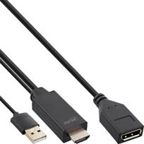 Kabelis InLine HDMI - HDMI + USB-A 0.3m juoda (17168P)