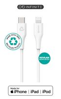 USB kabelis eStuff INFINITE USB-C iki Lightning MFI 1 m Baltas (ES602170-BULK)