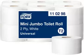 Tualetinis popierius Tork Universal Jumbo Mini T2, baltos spalvos, 110298, 2 sluoksniai, 150 m