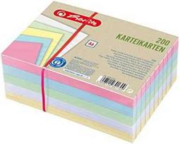 Herlitz Kartotekos kortelės A6 linijomis 4 spalvų + balta Bl. Engel 200 vnt.