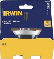 Irwin IRWIN HCS medienos skylių pjūklai 60, 67 ir 74 mm x 30 mm medienai su velenu ir centriniu grąžtu