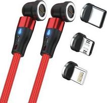 USB laidas Realpower USB-A - USB-C + microUSB + Lightning 1 m Raudona (439649)
