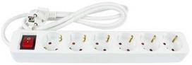 Alcasa „Good Connections“ maitinimo laidas su jungikliu, 6 lizdai, 1,5 m, Baltas