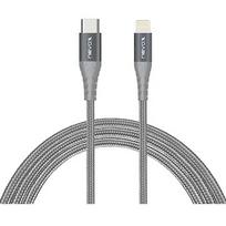 Nevox USB 2.0 adapter cable, USB-C plug > Lightning plug (silver/gray, 1 meter, PD, sleeved) 1885