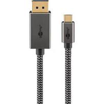 Goobay USB adapter cable, USB-C plug > DisplayPort plug, 4K 60Hz (black/silver, 1 meter, textile cable) 75707