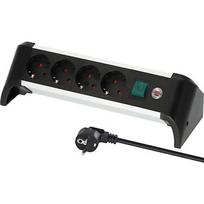 Brennenstuhl Alu-Office-Line 4-way power strip for the desk (black/aluminium, 1.8 meter cable, with safety switch) 1391040400