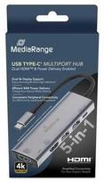 HUB USB MediaRange MediaRange HUB USB-C 5 in 1 Multiport Adapteris, sidabrinis