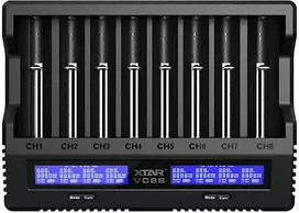 Xtar universalus 8 x Li-ion ir Ni-MH akumuliatorių įkroviklis su LCD ekranu VC8S