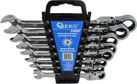 Geko sulankstomų raktų rinkinys su terkšle, 8 dienos, 8-22 mm (G10338)