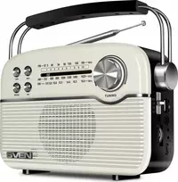 Muzikinis centras Speaker SVEN SRP-500, baltas (3W, Bluetooth, FM/AM/SW, USB, Micro SD, AUX, battery)