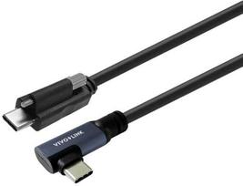 Kabelis USB VivoLink USB-C - USB-C 1.5 m Juodas (USB-C į USB-C kampinis kabelis)