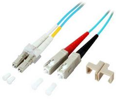EFB LWL dvipusis trumpiklis LC-SC 50/125 OM3 1 metro LSZH be halogenų vanduo 2,0 mm, išbandytas su matavimo protokolu