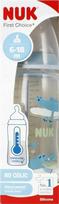 NUK Butelis su temperatūros indikatoriumi 360 ml 6-18 m First Choice mėlyna 102162