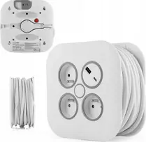 Plastrol Suvyniojamas ilgintuvas 10 m 3x1 mm², 10 A, su terminiu apsaugu, 3 lizdai, 1x USB-C, 1x USB-A