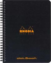 Clairefontaine Rhodia kollegiehæfte - spiral indbundet A5 dotted papir - sort omslag - 80gram - 160 sider/80 ark (Rhodia nr. 193439C)