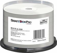 „Smartdisk BD-R“, baltos spalvos, spausdinimui rašaliniu būdu, 25GB, velenas, 69835, 50 vnt. pakuotė, duomenų archyvavimui