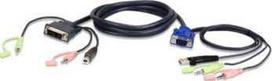 ATEN 2L-7DX3U ATEN 2L-7DX3U 3M USB VGA į DVI-I KVM kabelis su garsu