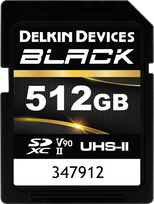 Atminties kortelė Delkin juoda, tvirta, SDXC 512GB, 10 klasės UHS-II V90 (DSDBV90512BX)
