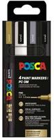 Posca POSCA PC-3M 4stk (Guld,Hvid,Sølv,Sort)